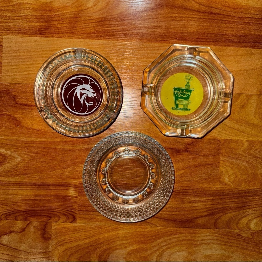 Lot Of 3 Vtg Ashtrays - MGM Grand Hotel Casino Las Vegas, Holiday Inn + One More